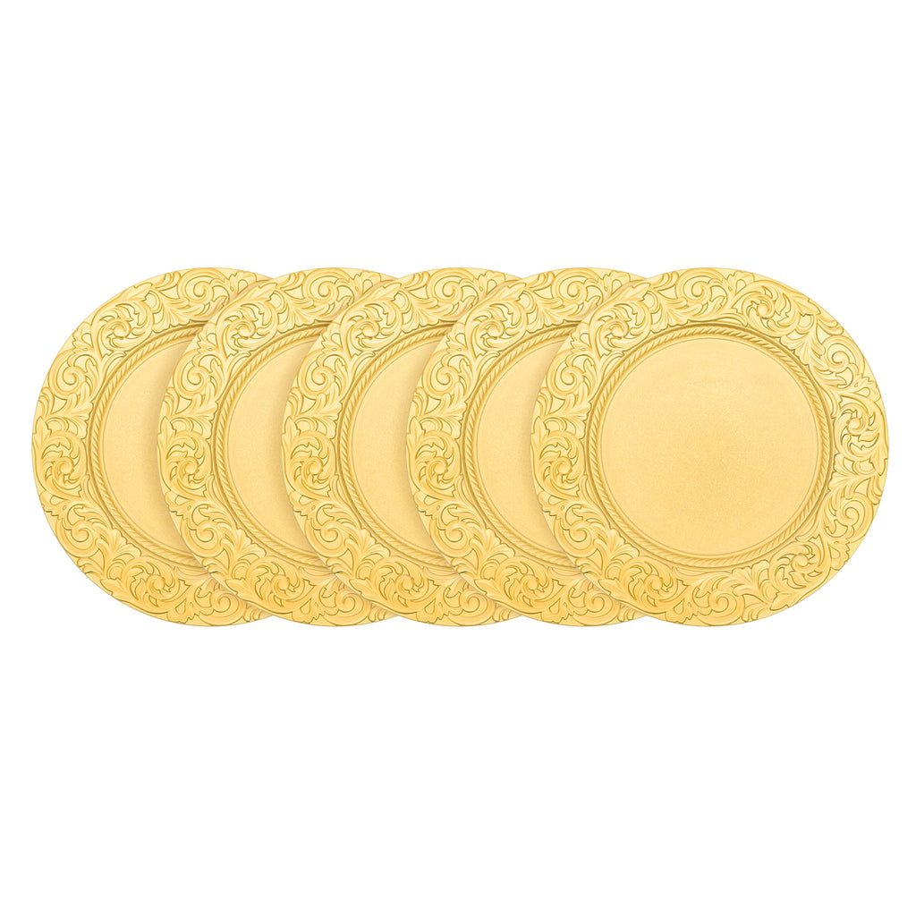 100-Piece Charger Plates Set, Gold Round Western Snack Platters with Patterns, Reusable Serving Plate for Birthday Parties, Holidays, Weddings